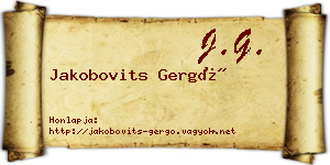 Jakobovits Gergő névjegykártya